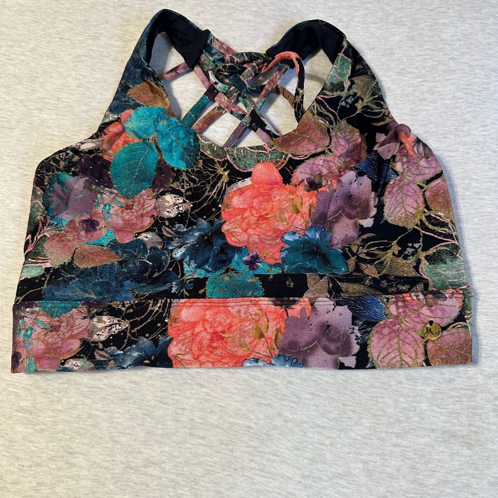 Mika Yoga Kendra Floral Crisscross Sports Bra - M